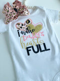 Father's Day Shirt or bodysuit for girls, pink and gold leopard I Make Daddy's Heart Full, Father's Day gift - Darling Little Bow Shop