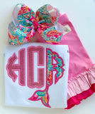 Mermaid Flamingo Girls shirt, ruffle shirt, tank or bodysuit - Magical Mermaid Monogram, pink flamingo and Lilly inspired - Darling Little Bow Shop