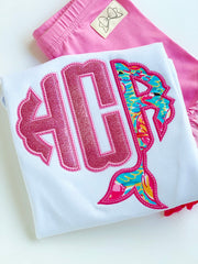 Mermaid Flamingo Girls shirt, ruffle shirt, tank or bodysuit - Magical Mermaid Monogram, pink flamingo and Lilly inspired