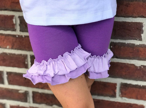 Grape Crush purple ombre Ruffle Shorties, purple Ruffle Shorts - knit ruffle shorties sizes 6m to girls 10 - Free Shipping - Darling Little Bow Shop
