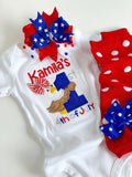 Baby Girl First 4th of July bodysuit, shirt or tank - 1st 4th of July eagle - Darling Little Bow Shop