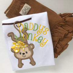 Daddy's Monkey Shirt or Bodysuit for girls -- Father's Day monkey theme shirt for girls