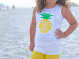 Pineapple monogram Girls shirt, ruffle shirt, tank or bodysuit - Darling Little Bow Shop