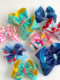 Hairbow to match Matilda Jane Brilliant Daydream - Summer Social - 4" layered bow - Darling Little Bow Shop