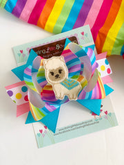 Llama Bow - A Whole Llama Fun bow - rainbow llama hairbow