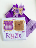 Peanut Butter Jelly hairbow -- We go Together Like PB and Jelly - Darling Little Bow Shop