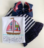 Sailboat shirt, tank top or bodysuit for girls - Darling Little Bow Shop