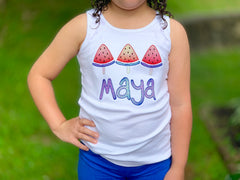 Watermelon Girls shirt, tank or bodysuit for 4th of July -- holographic red white and blue