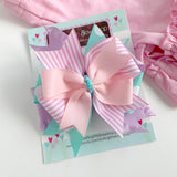 Pink, lavender and aqua Bow -- Layered bow made with beautiful pink, lavender and aqua ribbon -- optional elastic headband - Darling Little Bow Shop