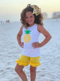 Pineapple monogram Girls shirt, ruffle shirt, tank or bodysuit - Darling Little Bow Shop