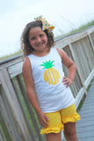Pineapple monogram Girls shirt, ruffle shirt, tank or bodysuit - Darling Little Bow Shop
