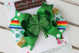 St. Patrick's Day Bow --- Pinch Proof --- 4" bow with glitter Shamrock center -- Darling Little Bow Shop - Darling Little Bow Shop