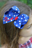 Red White and Blue Bow - monogrammed bow - July 4th bow - With Headband Option - Darling Little Bow Shop
