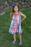 Red White and Blue Bow - monogrammed bow - July 4th bow - With Headband Option - Darling Little Bow Shop