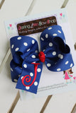Red White and Blue Bow - monogrammed bow - July 4th bow - With Headband Option - Darling Little Bow Shop