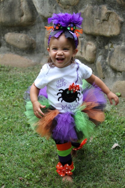 Baby Girl Spider Halloween Shirt -- Itsy Bitsy Spider