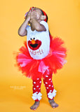 Red Monster Shirt or bodysuit for Little girls -- Fuzzy monster Shirt -- Perfect for Birthday Parties and Shows - Darling Little Bow Shop