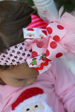Christmas Outfit, Santa's Sweetheart bow, leg warmers, and personalized bodysuit - Darling Little Bow Shop