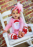 Christmas Outfit, Santa's Sweetheart bow, leg warmers, and personalized bodysuit - Darling Little Bow Shop