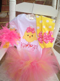 Baby Girl Easter Tutu Outfit - Hot Pink Chickie - Darling Little Bow Shop
