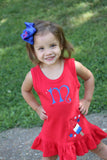 4th of July dress for girls -- Bomb Pop Ruffle Dress -- Monogrammed dress -- red, white, blue and bling - Darling Little Bow Shop