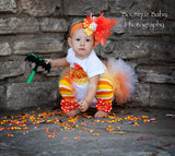 Candy Corn Leg Warmers for baby girls and newborns -- READY TO SHIP -- Halloween -- orange, yellow, white striped and polka dot - Darling Little Bow Shop