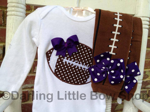 Baby Girl Football outfit, Football Princess, bodysuit and leg warmers in team colors - Darling Little Bow Shop