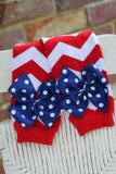 Baby Girl 4th of July Outfit -Summertime Sweetie -red, white, blue- personalized bodysuit, leg warmers, bow with headband - Darling Little Bow Shop