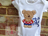 Boys shirt or bodysuit for 4th of July -- Summertime Champ - red, white and blue - personalized bodysuit or shirt - Darling Little Bow Shop