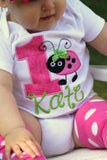 First Birthday Outfit  -- Little Lady - Hot Pink, lime green and black ladybug set - bow, leg warmers and personalized bodysuit - Darling Little Bow Shop