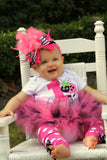 First Birthday Outfit  -- Little Lady - Hot Pink, lime green and black ladybug set - bow, leg warmers and personalized bodysuit - Darling Little Bow Shop