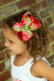 Watermelon bow -- Watermelon Picnic -- Large hairbow with optional headband -- red and green sparkly watermelon-- Darling Little Bow Shop - Darling Little Bow Shop