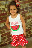 Watermelon bow -- Watermelon Picnic -- Large hairbow with optional headband -- red and green sparkly watermelon-- Darling Little Bow Shop - Darling Little Bow Shop