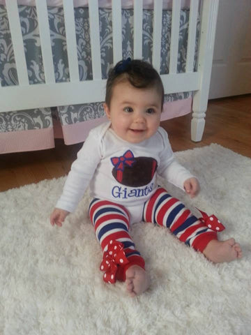 Baby Girl Football outfit - Football Princess bodysuit and leg warmers - Darling Little Bow Shop