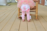Pink and Gold Birthday Tutu Outfit Royal Princess As Seen in VOGUE bodysuit, leg warmers, tutu, bow in pink and gold - Darling Little Bow Shop