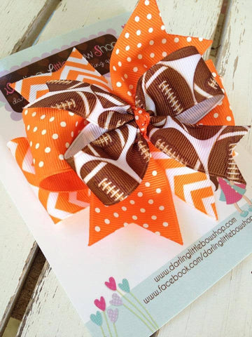 Football Team bow with optional headband, choose your team colors - Darling Little Bow Shop