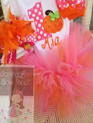 Girls Baby Girl Tutu  --Pretty Pink Pumpkin -- Tutu in Orange and Pink -- Tutu ONLY - Darling Little Bow Shop