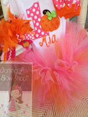 Pink and Orange Pumpkin Birthday Tutu Outfit