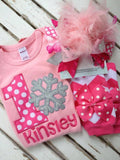 Baby Girl First Birthday bodysuit, Winter ONEderland - Darling Little Bow Shop