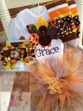 Baby Girl Thanksgiving Bodysuit -- Pretty Little Turkey - Darling Little Bow Shop