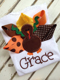 Baby Girl Thanksgiving Bodysuit -- Pretty Little Turkey - Darling Little Bow Shop
