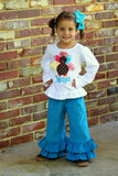 Turkey ruffle shirt for girls - Color Pop Turkey - turquoise, pink, gold and coral - personalized for Thanksgiving - Darling Little Bow Shop