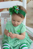 St. Patrick's Day Bow --- Pinch Proof --- 4" bow with glitter Shamrock center -- Darling Little Bow Shop - Darling Little Bow Shop