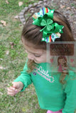 St. Patrick's Day Bow --- Pinch Proof --- 4" bow with glitter Shamrock center -- Darling Little Bow Shop - Darling Little Bow Shop