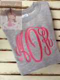 Monogrammed Sweatshirt for toddlers and girls - Sweetheart Sweatshirt - gray, hot pink and pink heart accent -- great for Valentines Day - Darling Little Bow Shop