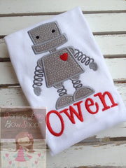 Valentine Bodysuit or Shirt -- Boy Valentine -- Love Machine -- Valentine robot