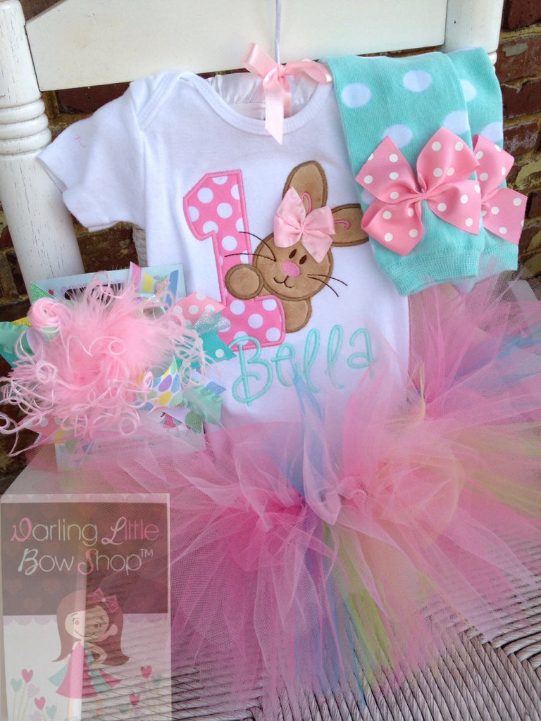 First Birthday Tutu Outfit, Some Bunny Is One - Darling Little Bow Shop First Birthday Tutu Outfit, Some Bunny Is One - Darling Little Bow Shop