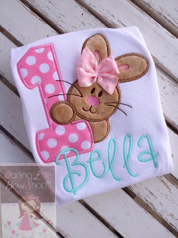 First Birthday Bunny Bodysuit or Shirt, Some Bunny is One in pastel colors - Darling Little Bow Shop