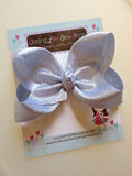 Silver Bow -- Beautiful shimmering silver hairbow -- 4" or 5" bow - Darling Little Bow Shop