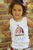 Sailboat shirt, tank top or bodysuit for girls - Darling Little Bow Shop